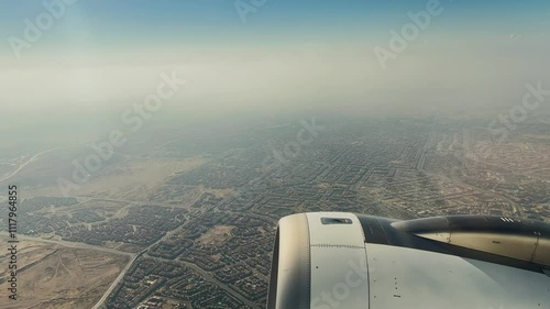 飛行機から見たカイロ近郊の風景、エジプト、大気汚染