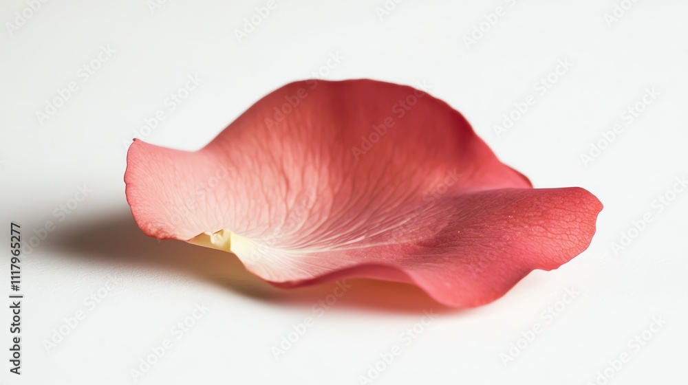 Fototapeta premium A single rose petal on a white background.
