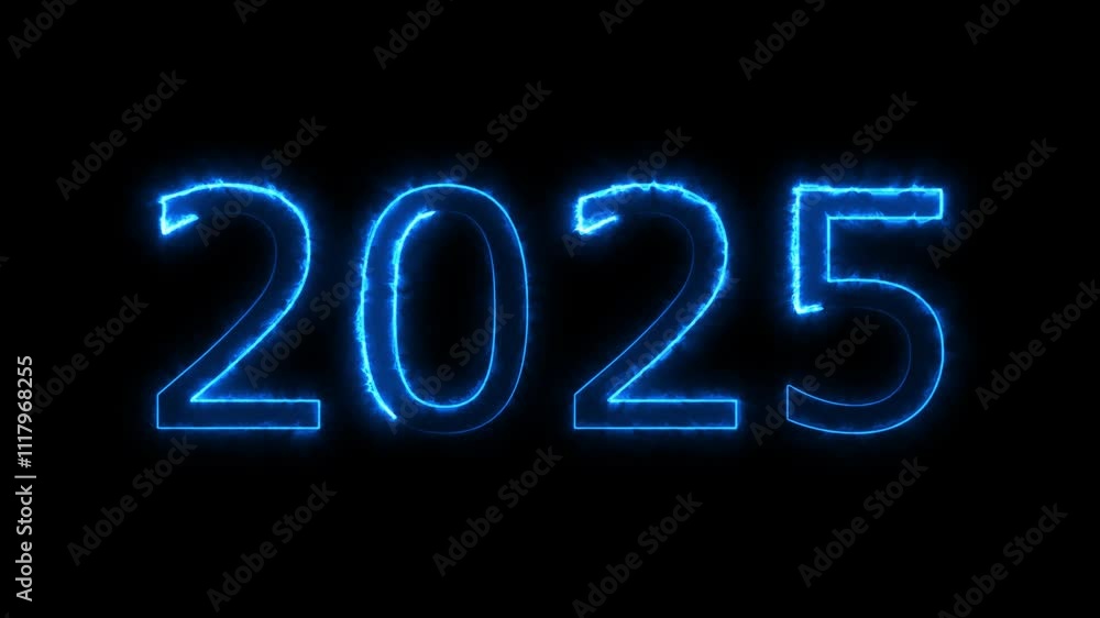 abstract neon the arrival of the happy New Year 2025 animation 4k. abstract neon the arrival of the happy New Year 2025 animation 4k.