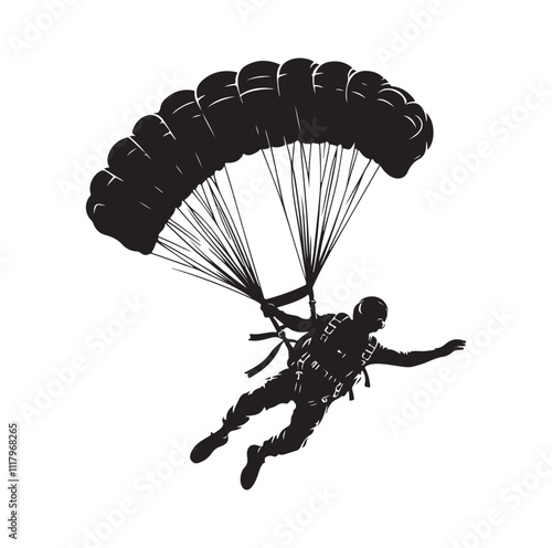 Skydiver  parachuting silhouette vector illustration 