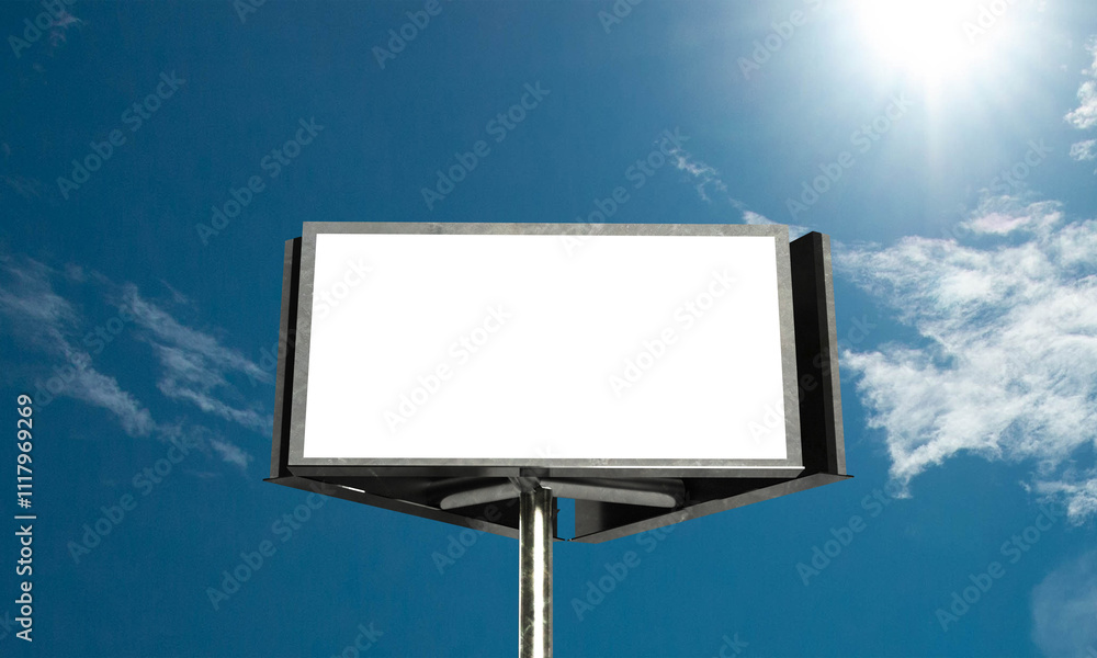 billboard signboard showing blank empty mock up poster banner advertisement marketing sale business blue sky cloudy background street city message promotion media information frame product public road billboard signboard showing blank empty mock up poster banner advertisement marketing sale business blue sky cloudy background street city message promotion media information frame product public road