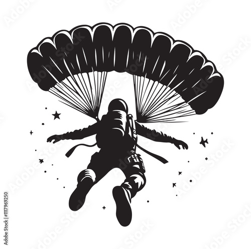 Skydiver  parachuting silhouette vector illustration 