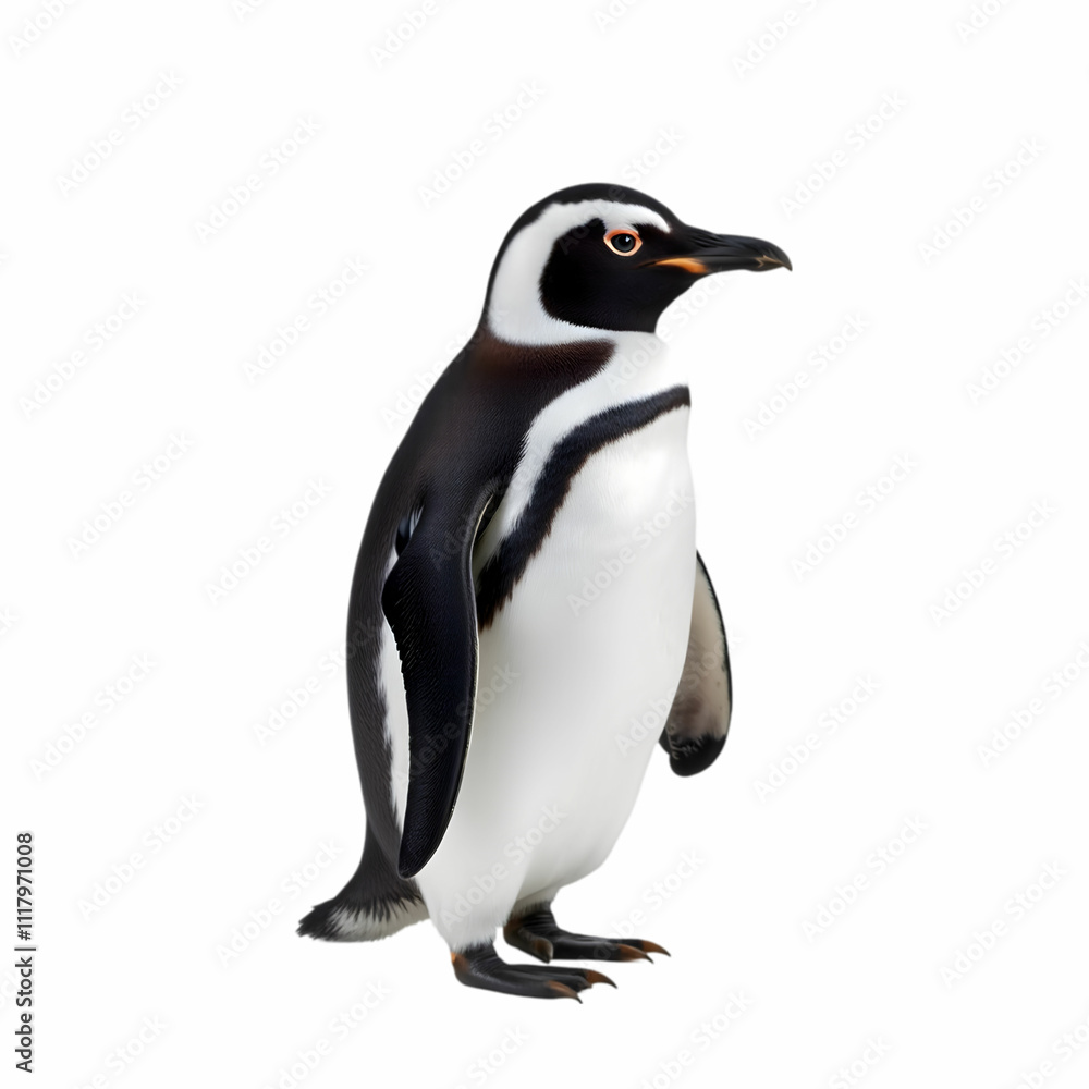 Fototapeta premium Humboldt penguin standing on white background