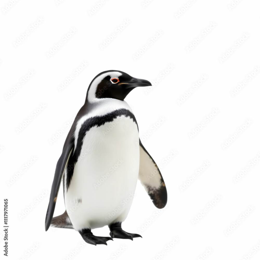 Fototapeta premium Humboldt penguin standing on white background