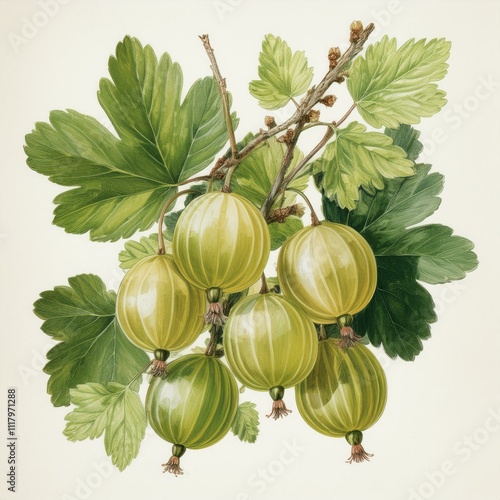 This charming watercolor depiction of organic gooseberries is perfect for ecobranding and food blogs alike photo