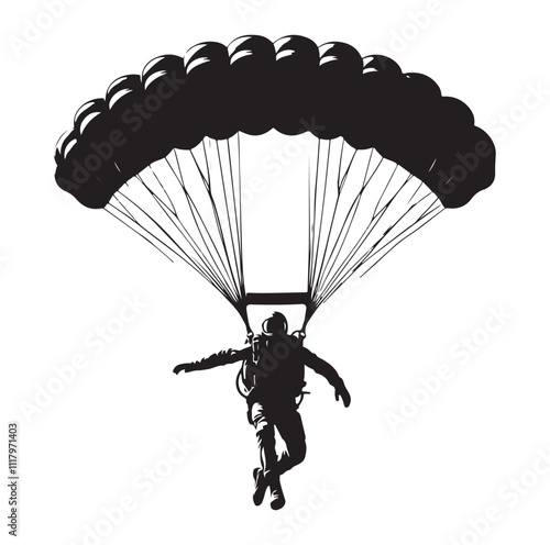 Skydiver  parachuting silhouette vector illustration 