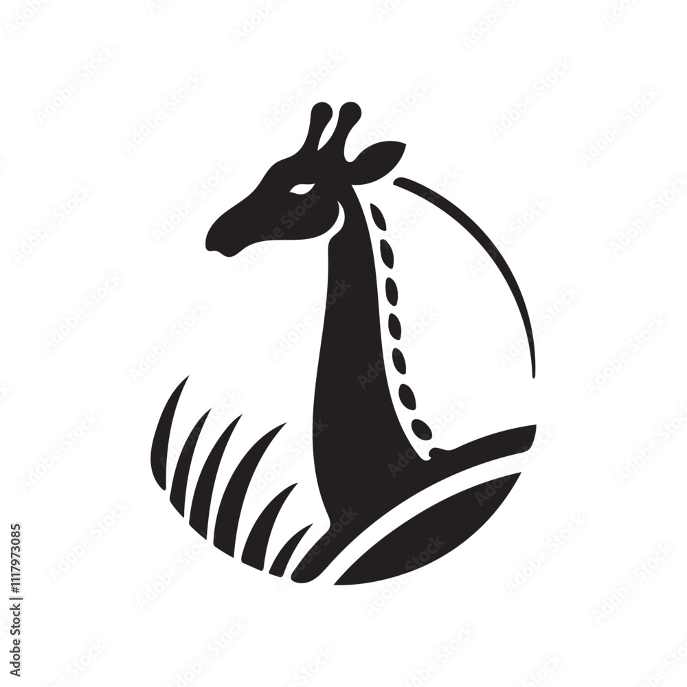 Fototapeta premium Unique Style Silhouette Giraffe Logo Icon Vector Graphic