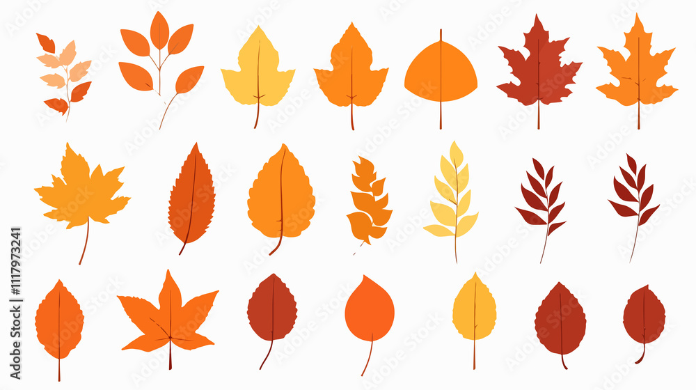 Obraz premium Autumn Leaf Silhouettes Symbol Icon Set - Vector Illustration