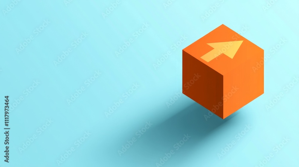 Obraz premium Orange cube with upward arrow, growth concept.