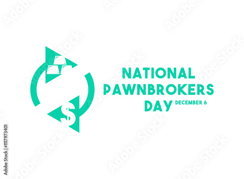 National Pawnbrokers Day. December 6. Flat design vector. White background.