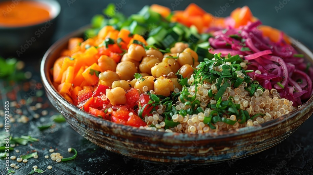 Preparation of a Colorful Buddha Bowl with Quinoa Preparation of a Colorful Buddha Bowl with Quinoa