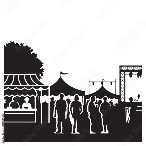Night Festival Scene with Fireworks and Lanterns