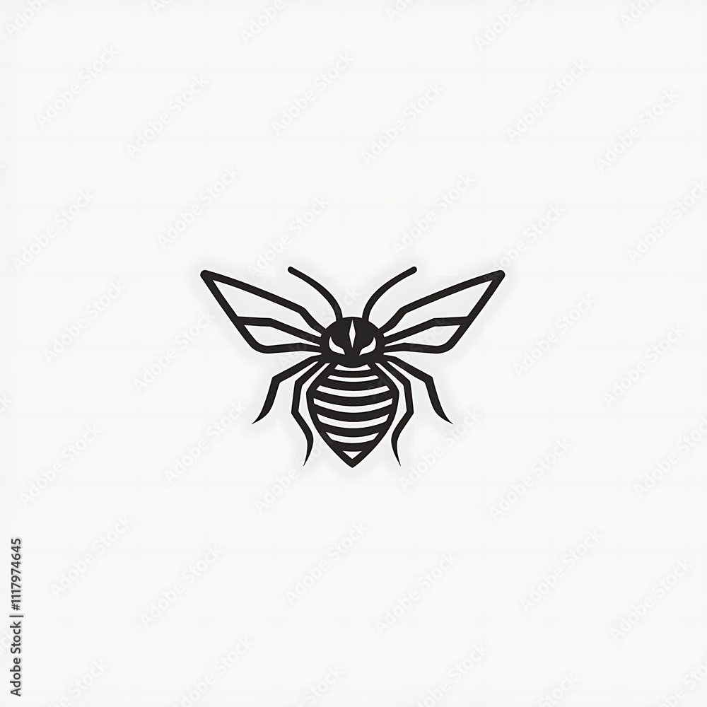 Stylized Bee Design Simple Black Line Art Stylized Bee Design Simple Black Line Art