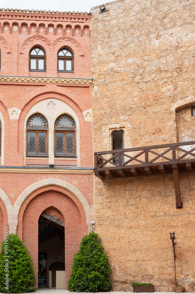 Interior view of Belmonte Castle in Cuenca, Spain, showcasing medieval architecture Interior view of Belmonte Castle in Cuenca, Spain, showcasing medieval architecture