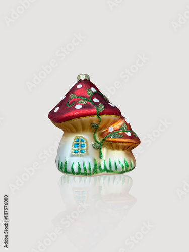glass Christmas tree toy mushrooms-house for the Christmas tree