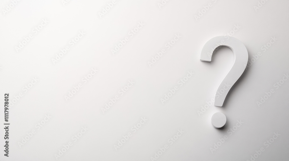 A large, white 3D question mark on a smooth gray background, symbolizing inquiry, curiosity, and uncertainty in a minimalist style. A large, white 3D question mark on a smooth gray background, symbolizing inquiry, curiosity, and uncertainty in a minimalist style.