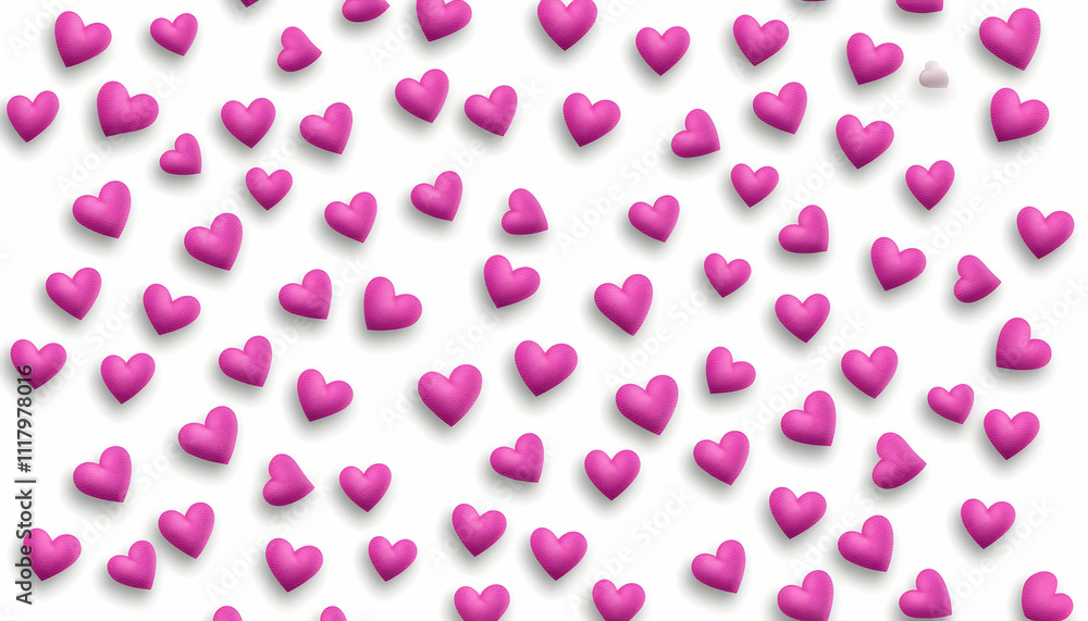 Scattered pink hearts on white background; perfect for Valentine's Day, romantic designs, and love-themed projects. Scattered pink hearts on white background; perfect for Valentine's Day, romantic designs, and love-themed projects.