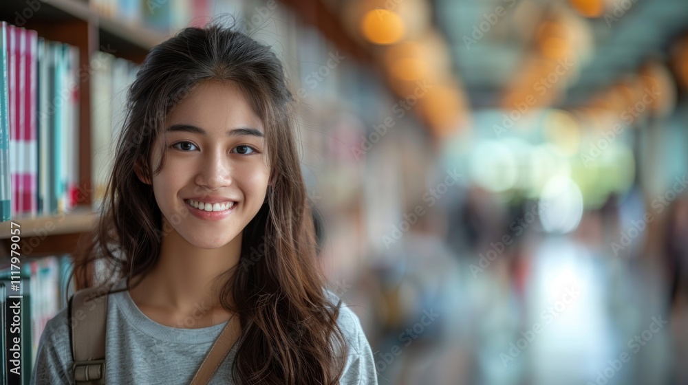 Portrait of Smiling Asian Female Student with College Attire Portrait of Smiling Asian Female Student with College Attire