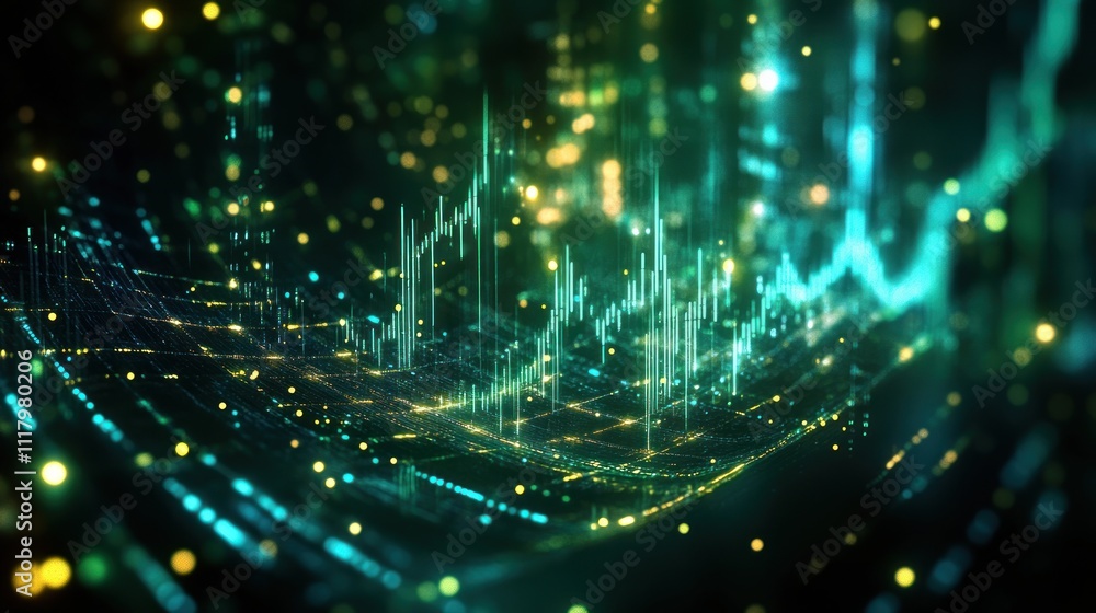 Obraz premium Abstract glowing financial data visualization.