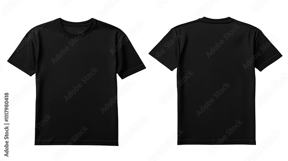 Black and white blank t-shirt clothing design. New sport unisex textile form with u neck collar for man and woman. Advertising or ads template on cloth and fashion theme Black and white blank t-shirt clothing design. New sport unisex textile form with u neck collar for man and woman. Advertising or ads template on cloth and fashion theme