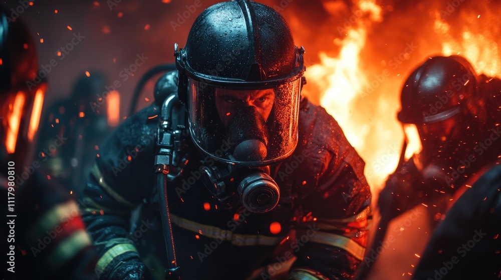 Firefighter Bravely Battles Intense Blaze During Emergency Response