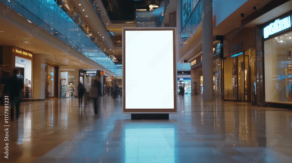 Concept of big blank white billboard inside modern shopping building for mockup or template material, background wallpaper AI generated image Concept of big blank white billboard inside modern shopping building for mockup or template material, background wallpaper AI generated image