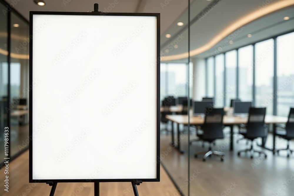Blank canvas in modern office space with glass walls and curved ceiling Blank canvas in modern office space with glass walls and curved ceiling