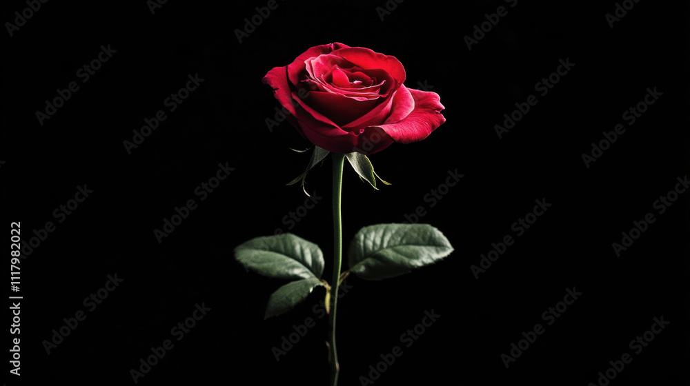 Fototapeta premium Rose Day Vibrant red rose with dark background