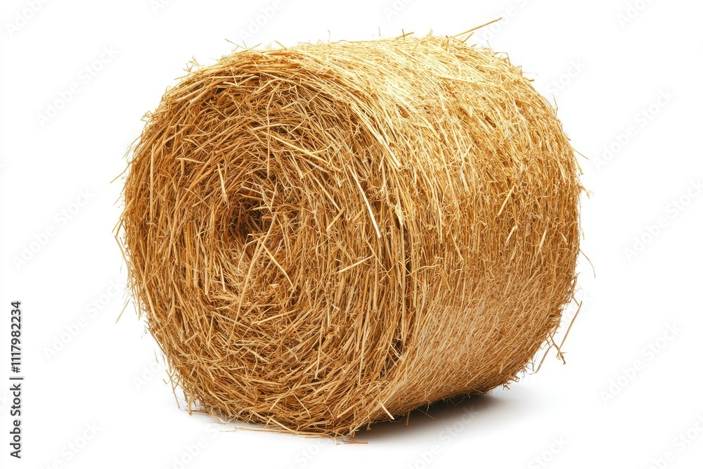 Round bale of hay isolated on white background representing agriculture and farming Round bale of hay isolated on white background representing agriculture and farming