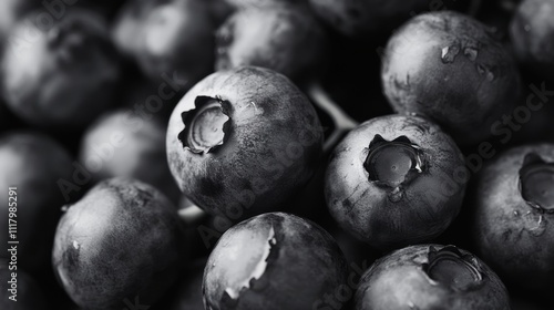 Georgia Blueberry Month Close-up of fresh blueberries with water droplets