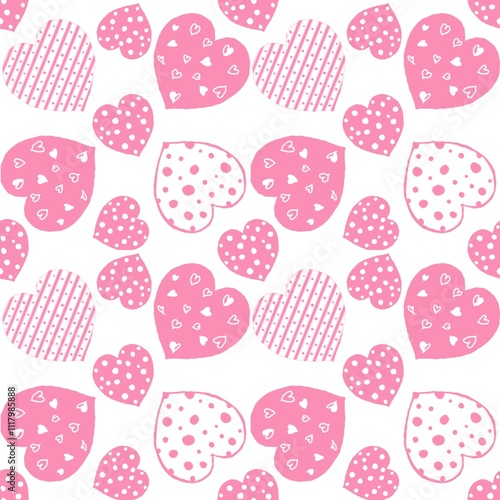 Pink heart seamless pattern