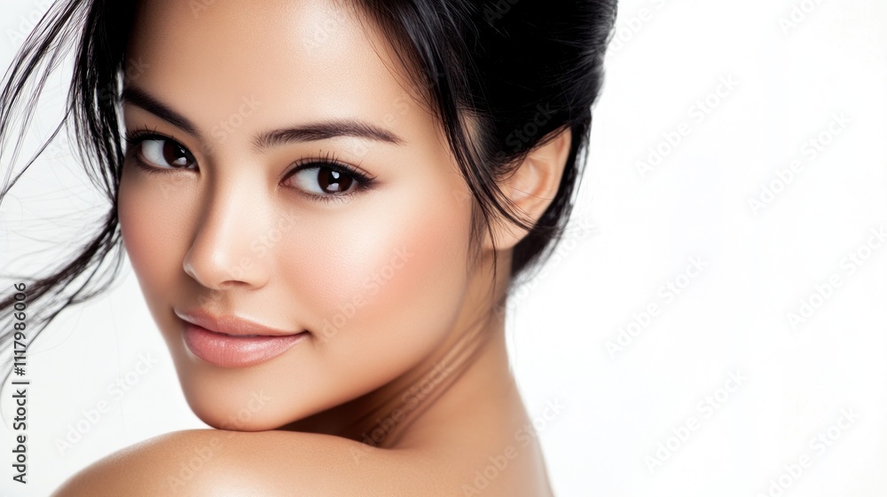 Fototapeta premium Portrait of a woman with natural beauty and soft lighting 