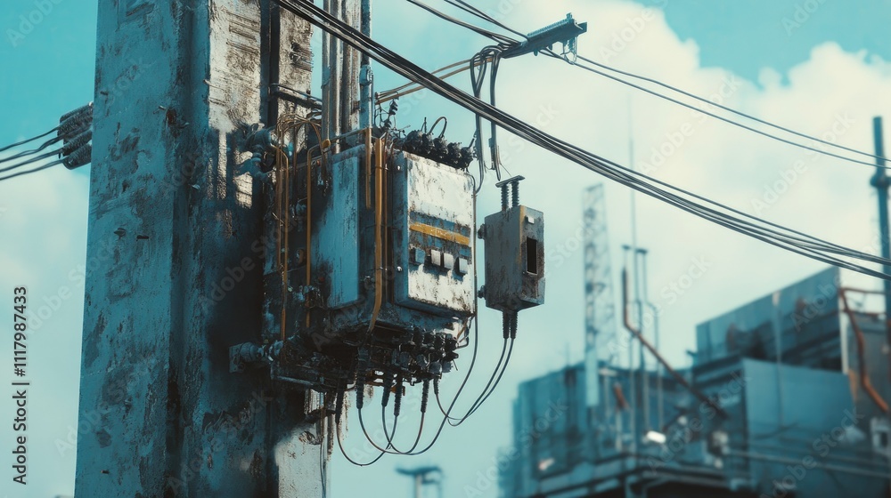 Electric Post Close-Up View Electric Post Close-Up View