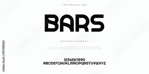 Bars Abstract minimal modern alphabet fonts. Typography technology vector illustration
