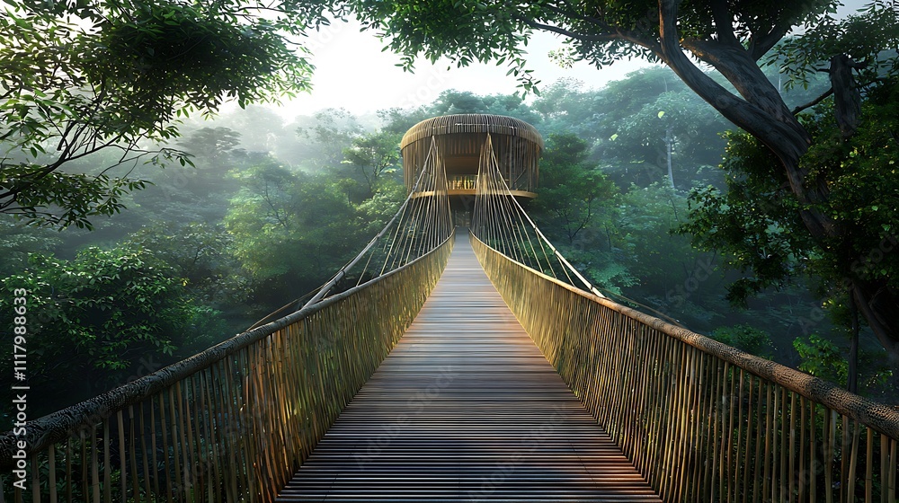 Fototapeta premium Modern sustainable bamboo bridge