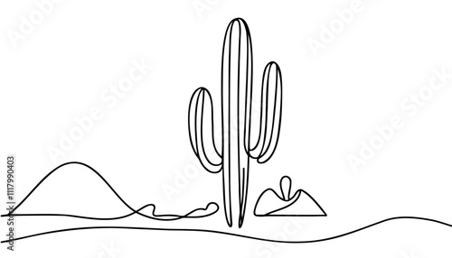 Cactus one line drawing vector illustration minimalist design.