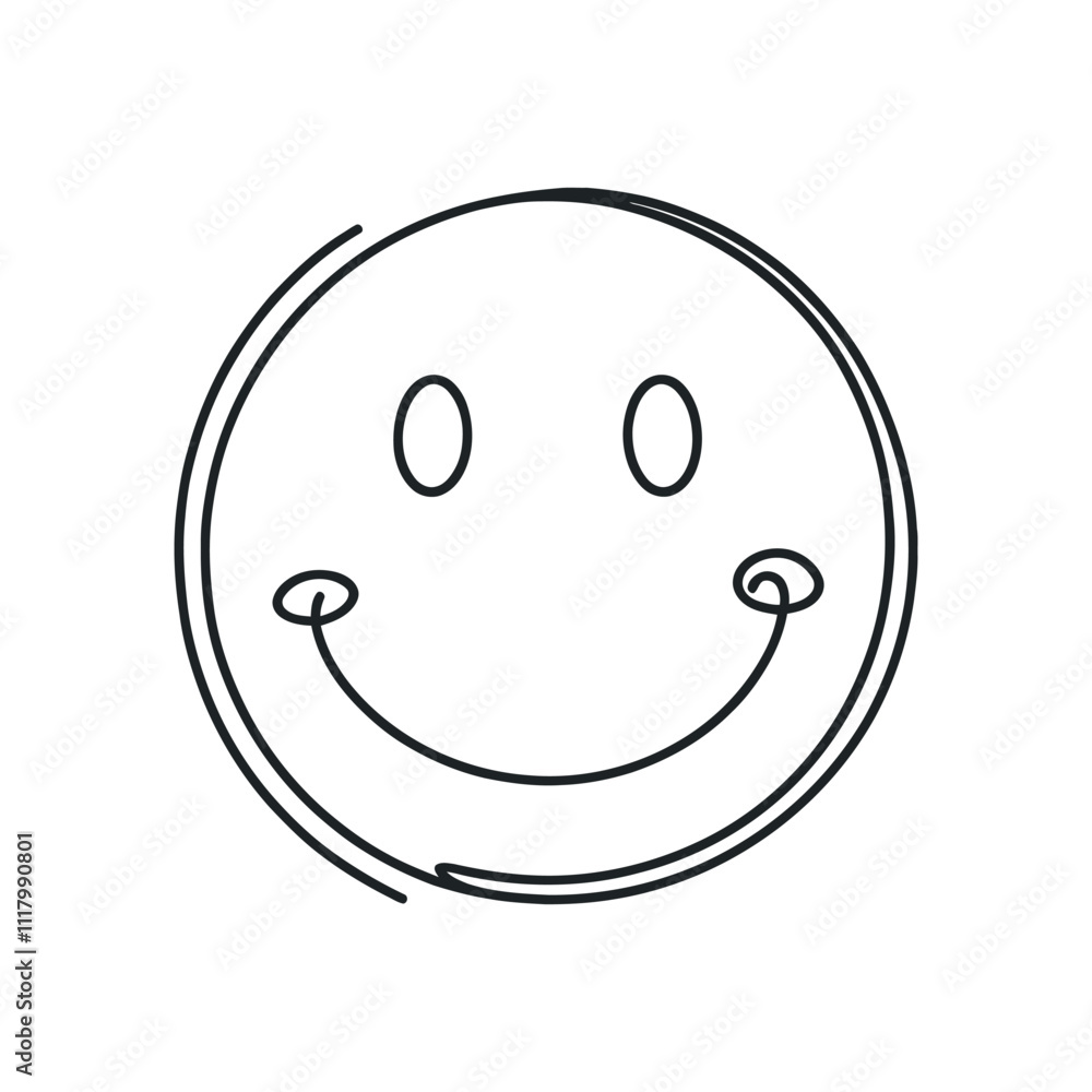 PrintSimple line art illustration of a laughing face emoji on a white background. Vector illustration. PrintSimple line art illustration of a laughing face emoji on a white background. Vector illustration.