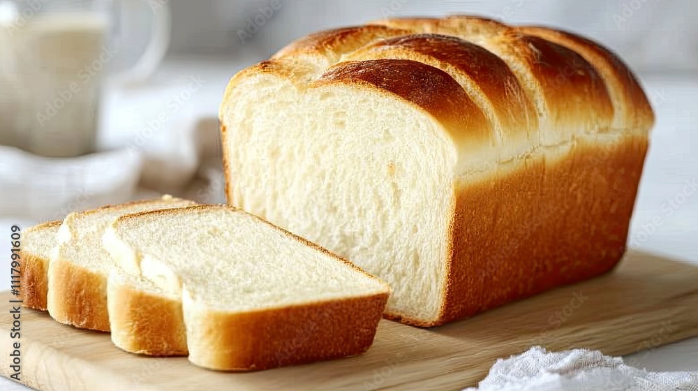 Freshly Baked Sliced Loaf of Bread on Wooden Board Freshly Baked Sliced Loaf of Bread on Wooden Board