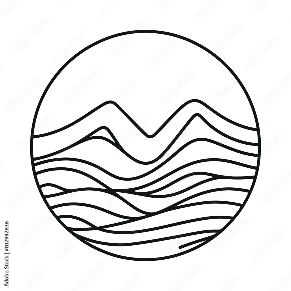 Continuous one line art hand drawn pro vector minimalist mountain illustration. Continuous one line art hand drawn pro vector minimalist mountain illustration.