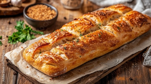 Wallpaper Mural Freshly Baked Homemade Herb Loaf on Rustic Table Torontodigital.ca