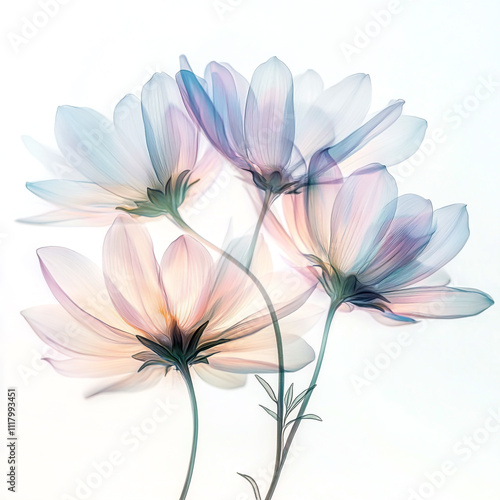 Soft, aesthetic petals adorn the delicate, vivid daisy, isolated on a white background