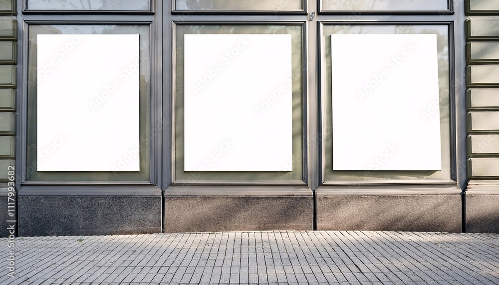 Fototapeta premium White mockup posters on urban wall