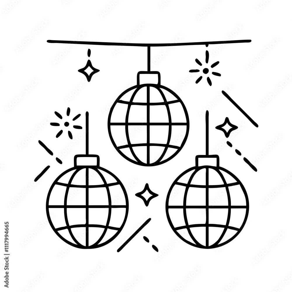 disco lights icon, new year illustration, new year icon - simple black line art of disco lights, symbolizing new year celebrations. new year vector. disco lights icon, new year illustration, new year icon - simple black line art of disco lights, symbolizing new year celebrations. new year vector.