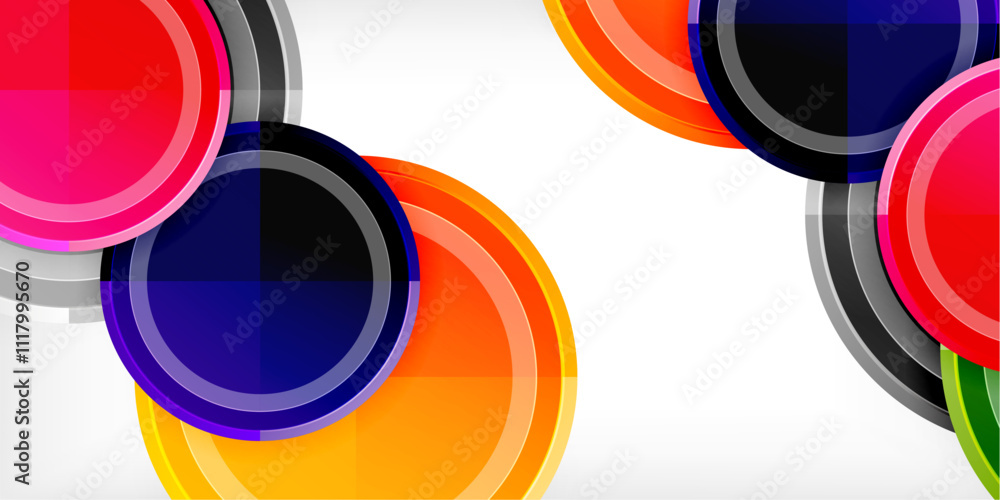 Abstract background - multicolored circles, trendy minimal geometric design, vector illustration Abstract background - multicolored circles, trendy minimal geometric design, vector illustration