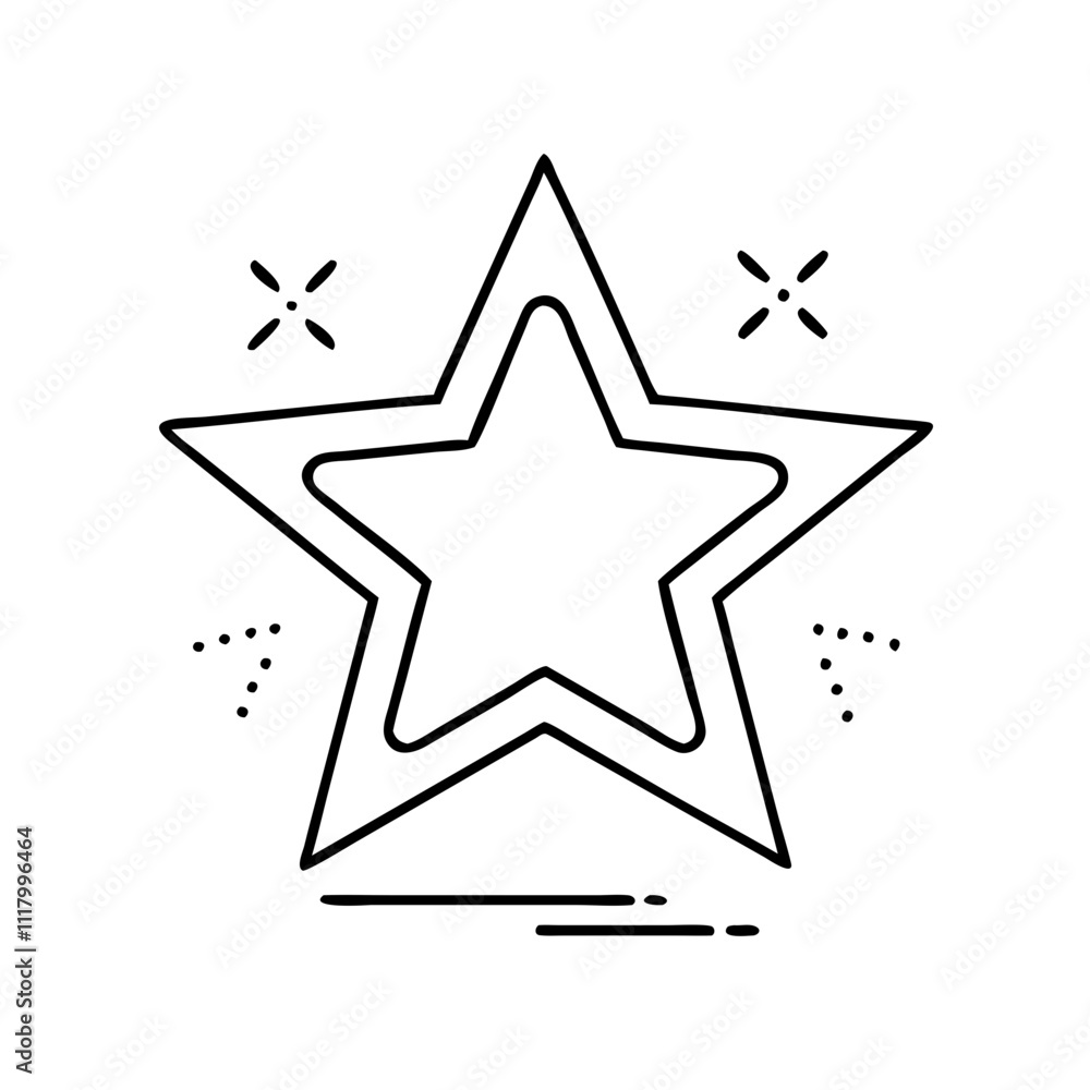 Obraz premium gold star icon, new year illustration, new year icon - simple black line art of gold star, symbolizing new year celebrations. new year vector.