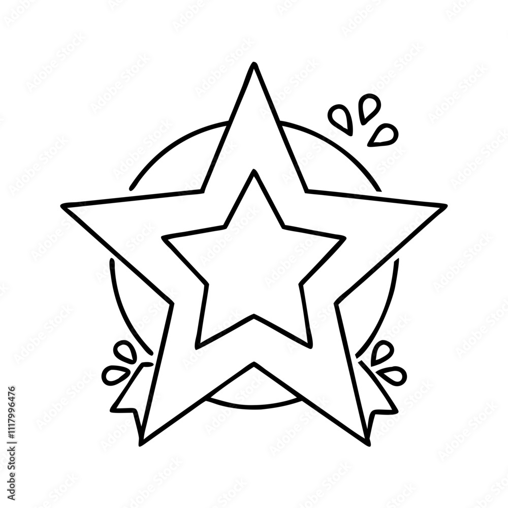 gold star icon, new year illustration, new year icon - simple black line art of gold star, symbolizing new year celebrations. new year vector. gold star icon, new year illustration, new year icon - simple black line art of gold star, symbolizing new year celebrations. new year vector.