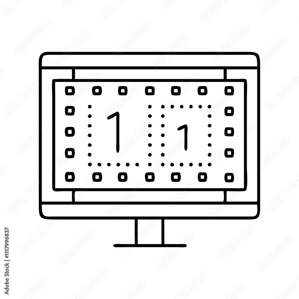 led countdown screen icon, new year illustration, new year icon - simple black line art of led countdown screen, symbolizing new year celebrations. new year vector. led countdown screen icon, new year illustration, new year icon - simple black line art of led countdown screen, symbolizing new year celebrations. new year vector.