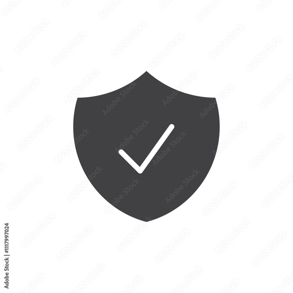 Shield check icon flat and simple set design Shield check icon flat and simple set design