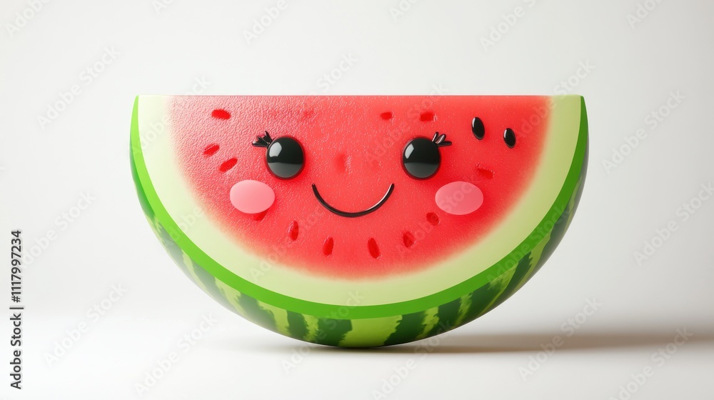 Cute cartoon watermelon slice with a smiling face Cute cartoon watermelon slice with a smiling face