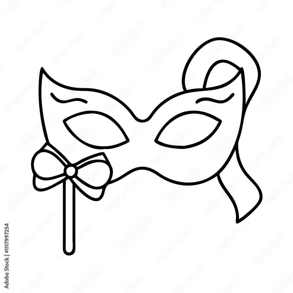 mask with ribbon icon, new year illustration, new year icon - simple black line art of mask with ribbon, symbolizing new year celebrations. new year vector. mask with ribbon icon, new year illustration, new year icon - simple black line art of mask with ribbon, symbolizing new year celebrations. new year vector.